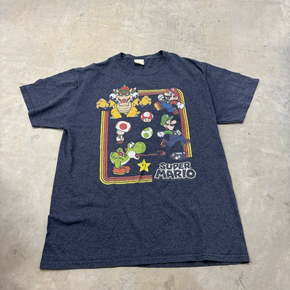 Mens Super Mario T-Shirt Size‎ Medium Navy Nintendo
